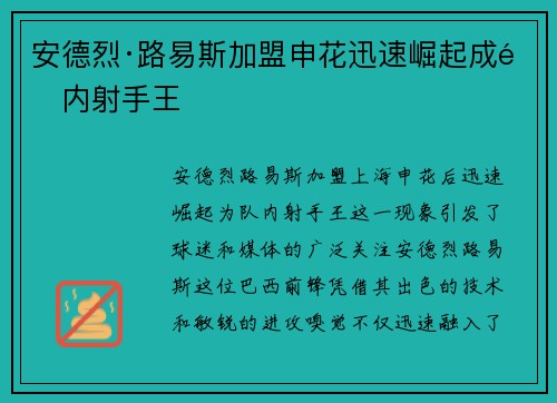 安德烈·路易斯加盟申花迅速崛起成队内射手王